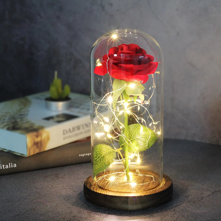 Enchanting Crimson Rose Lamp