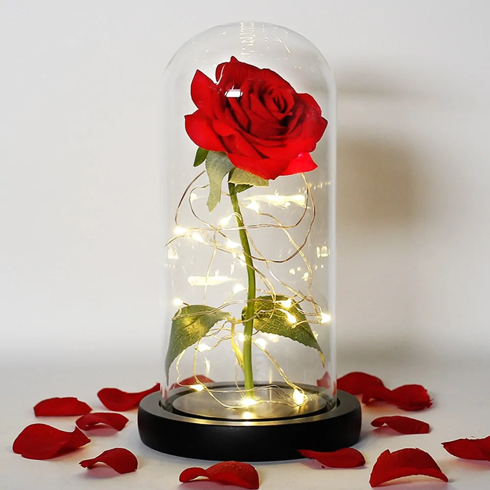 Enchanting Crimson Rose Lamp